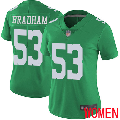 Women Philadelphia Eagles #53 Nigel Bradham Limited Green Rush Vapor Untouchable NFL Jersey Football